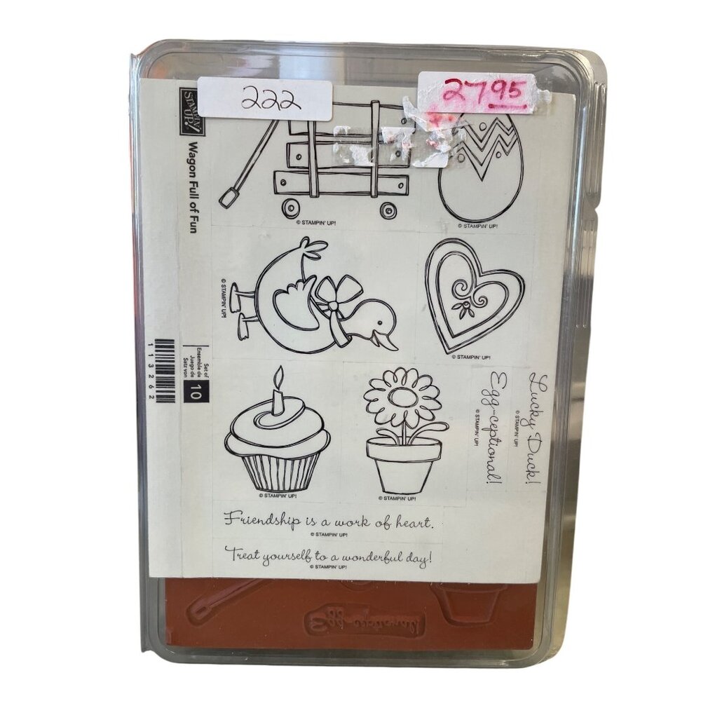 Stampin Up Mounted Rubber Stamp Wagon Full of‎ Fun Spring Duck Easter